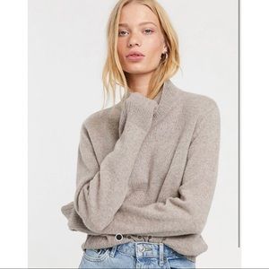 Weekday 100% Wool Mock Neck Sweater in Light Taupe Size S